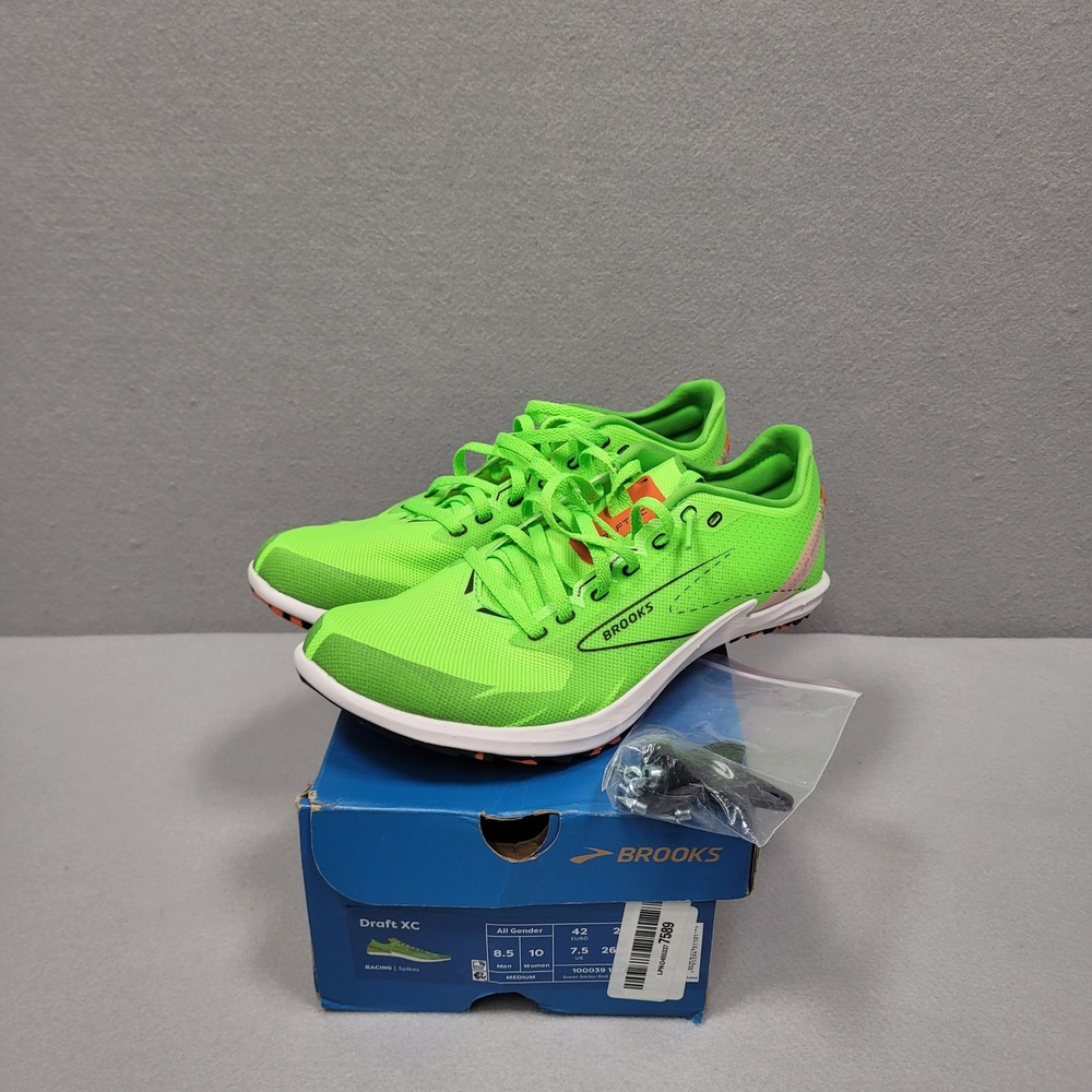 Brooks Draft XC Spikes Green Gecko Red Mens 8.5 Womens 10 1000391D308